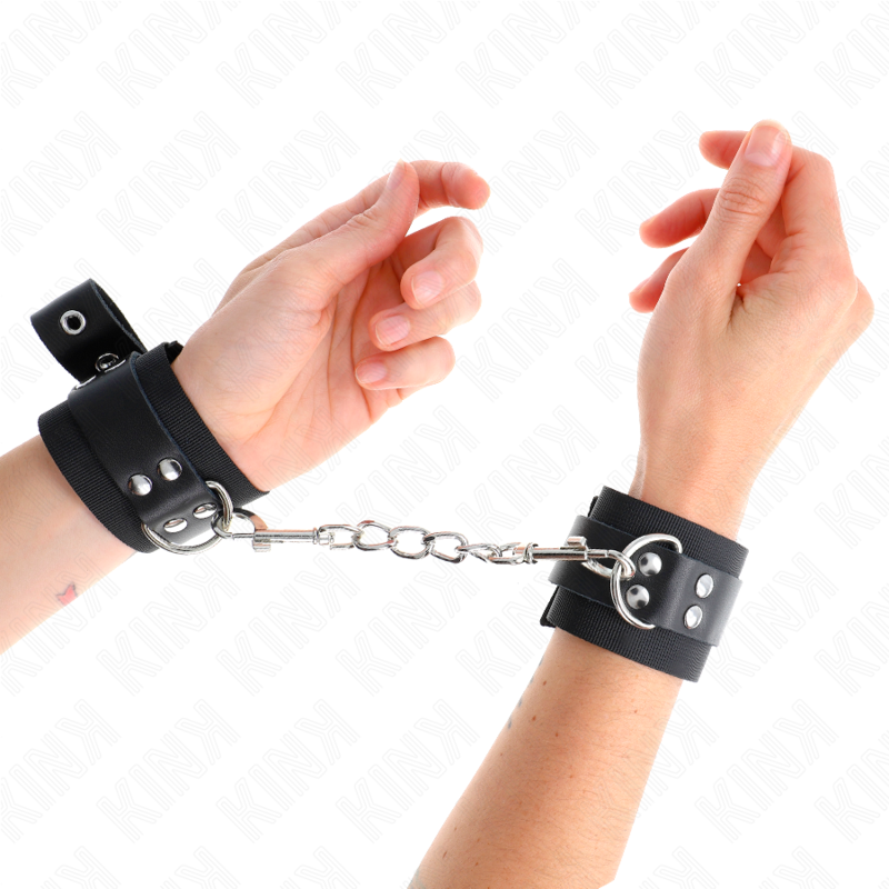 KINK - PUNKOS DE NYLON PRETO COM CINTO DE COURO PRETO AJUSTÁVEL 19-29 CM X 5,1 CM
