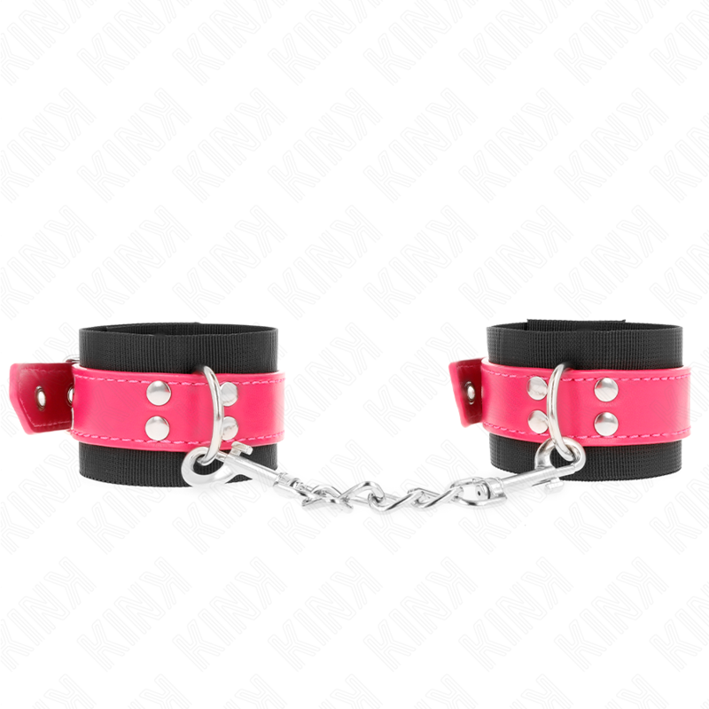 KINK - PUNKOS DE NYLON PRETO COM CINTO DE COURO RASPBERRY ROSE AJUSTÁVEL 19-29 CM X 5,1 CM