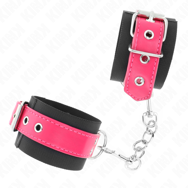 KINK - PUNKOS DE NYLON PRETO COM CINTO DE COURO RASPBERRY ROSE AJUSTÁVEL 19-29 CM X 5,1 CM