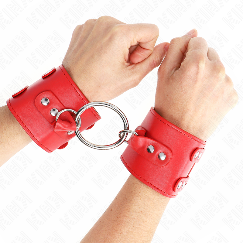 Kink - Pulso Fixo Com Anel E Pregos Ajustáveis ​​Vermelho 17-22 Cm X 6,5 Cm