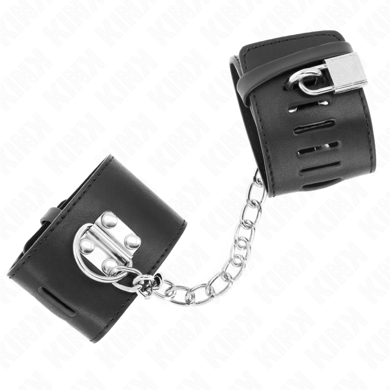 Kink - Punhos Fixos com Corrente 30 cm e Fechamento de Cadeado Preto Ajustáveis ​​16-23 cm x 5,5 cm