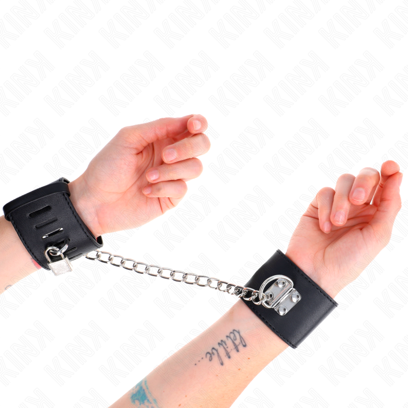 Kink - Punhos Fixos com Corrente 30 cm e Fechamento de Cadeado Preto Ajustáveis ​​16-23 cm x 5,5 cm