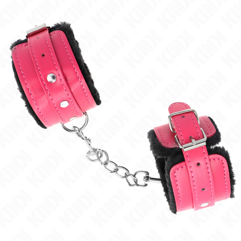 KINK - ALGEMAS FORRADAS PREMIUM PRETAS COM CORREIA FUCSIA AJUSTÁVEL 17-29 CM X 6 CM