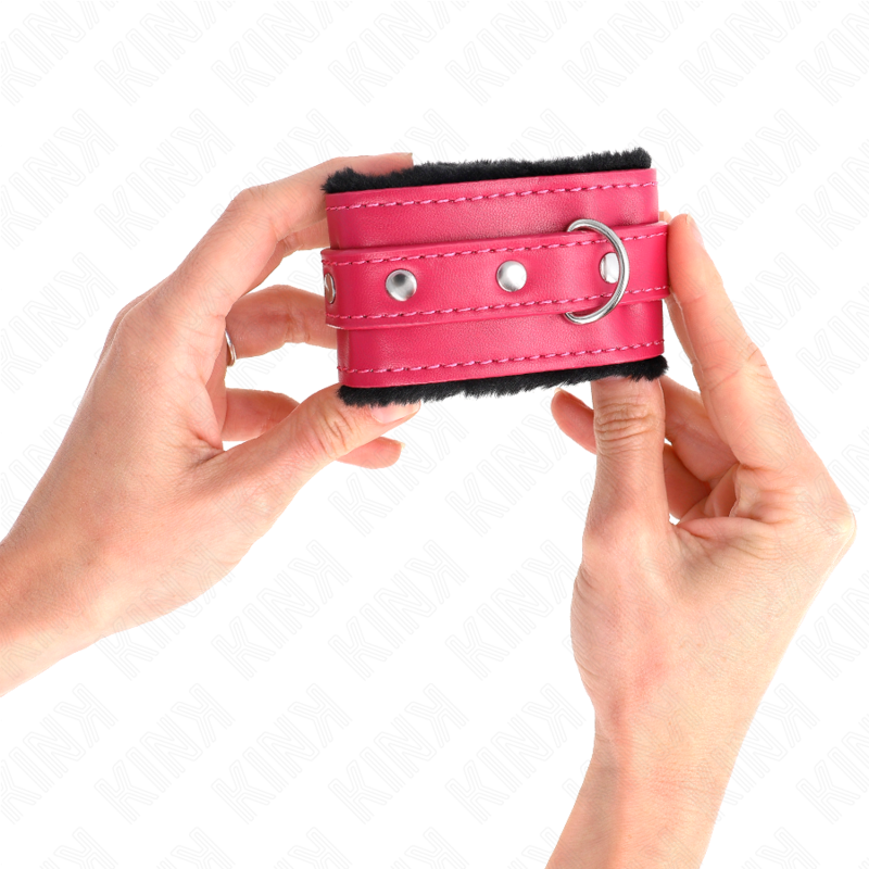 KINK - ALGEMAS FORRADAS PREMIUM PRETAS COM CORREIA FUCSIA AJUSTÁVEL 17-29 CM X 6 CM