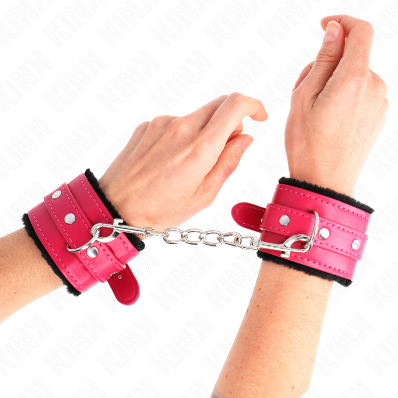 KINK - ALGEMAS FORRADAS PREMIUM PRETAS COM CORREIA FUCSIA AJUSTÁVEL 17-29 CM X 6 CM