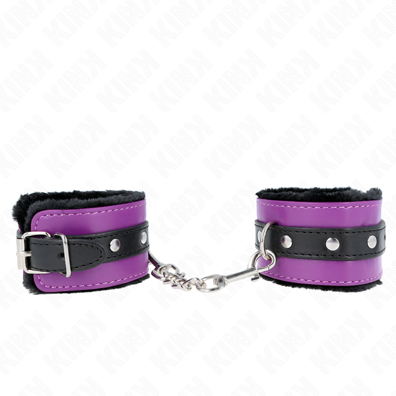 KINK - ALGEMAS FORRADAS PREMIUM PRETAS COM CORREIA VIOLETA/PRETA AJUSTÁVEL 17-29 CM X 6 CM