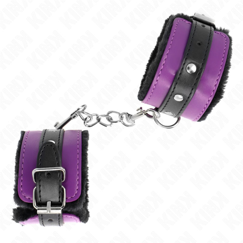 KINK - ALGEMAS FORRADAS PREMIUM PRETAS COM CORREIA VIOLETA/PRETA AJUSTÁVEL 17-29 CM X 6 CM