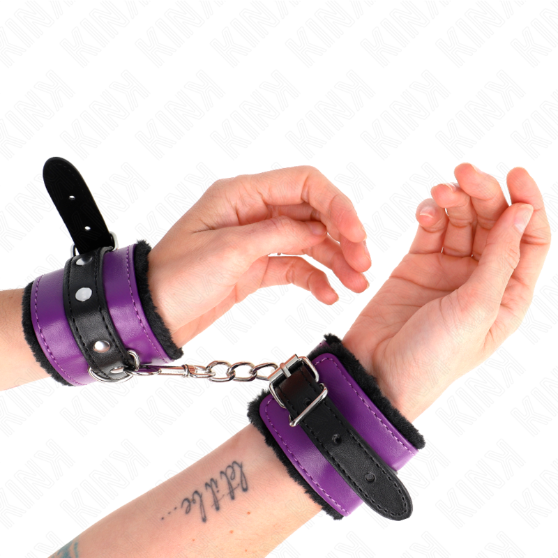 KINK - ALGEMAS FORRADAS PREMIUM PRETAS COM CORREIA VIOLETA/PRETA AJUSTÁVEL 17-29 CM X 6 CM