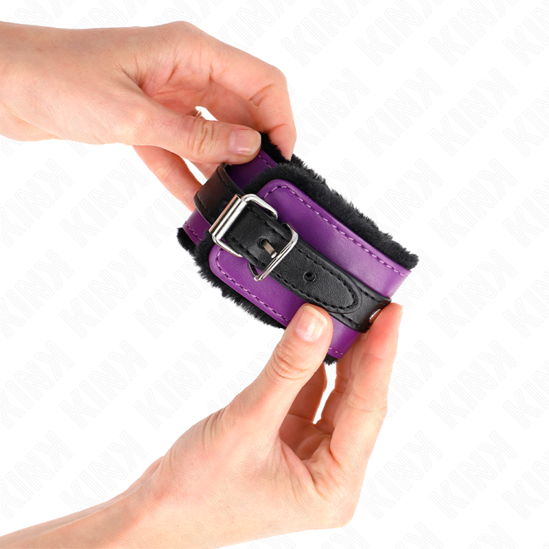KINK - ALGEMAS FORRADAS PREMIUM PRETAS COM CORREIA VIOLETA/PRETA AJUSTÁVEL 17-29 CM X 6 CM