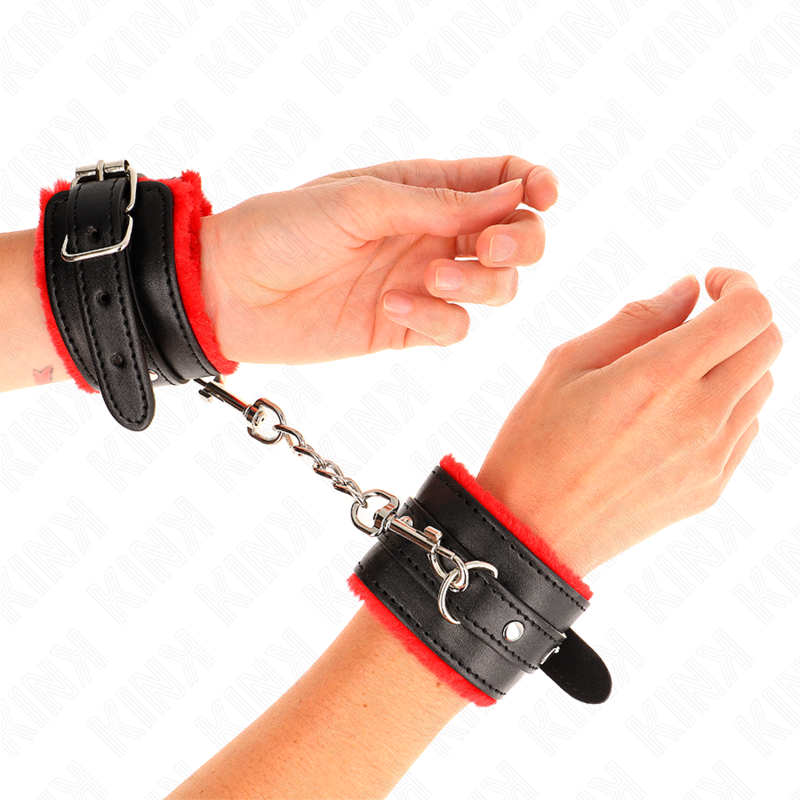 KINK - ALGEMAS FORRADAS PREMIUM VERMELHAS COM CORREIA PRETA AJUSTÁVEL 17-29 CM X 6 CM