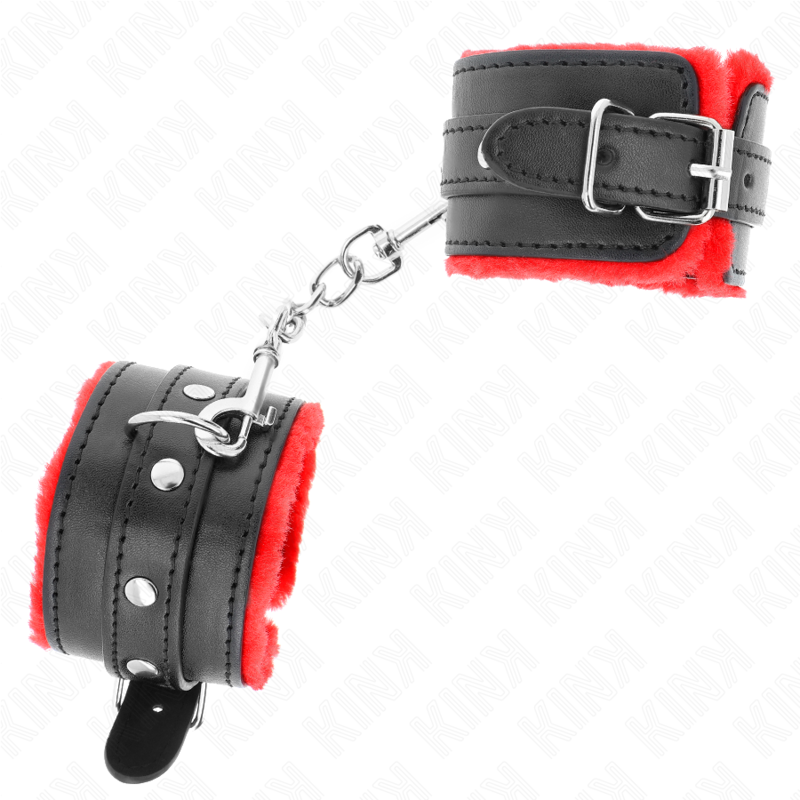 KINK - ALGEMAS FORRADAS PREMIUM VERMELHAS COM CORREIA PRETA AJUSTÁVEL 17-29 CM X 6 CM