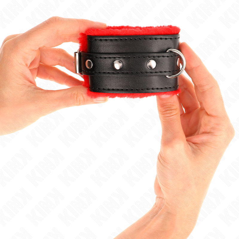 KINK - ALGEMAS FORRADAS PREMIUM VERMELHAS COM CORREIA PRETA AJUSTÁVEL 17-29 CM X 6 CM