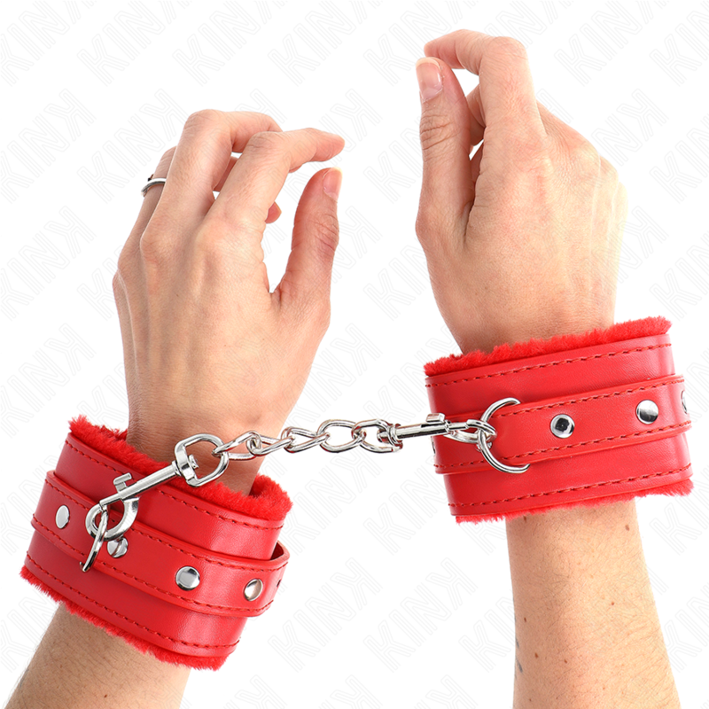 KINK - ALGEMAS FORRADAS PREMIUM VERMELHAS COM CORREIA VERMELHA AJUSTÁVEL 17-29 CM X 6 CM
