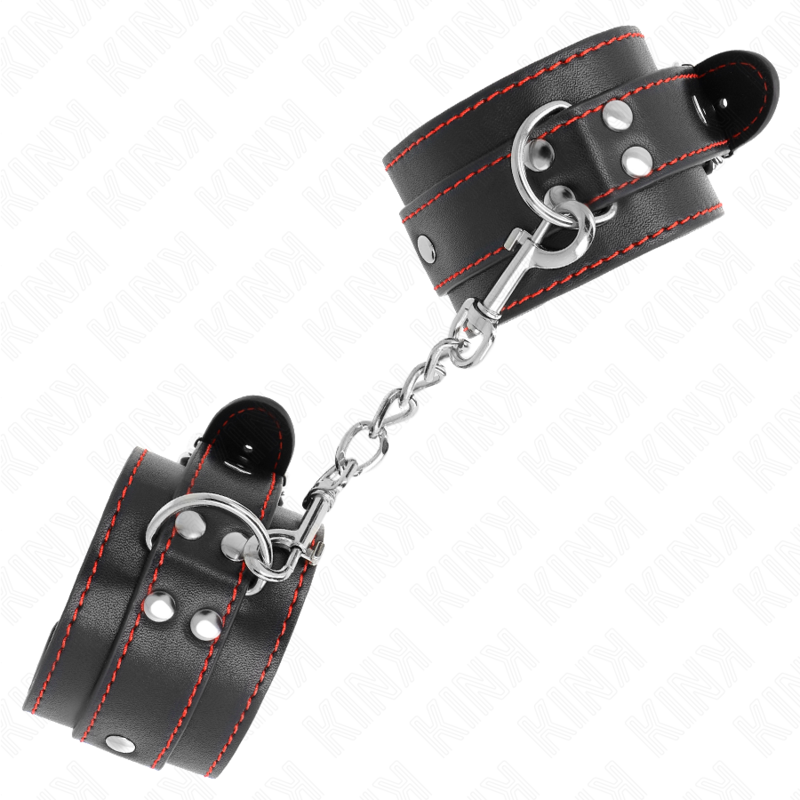 KINK - PUNKOS PRETOS COM FORRO VERMELHO AJUSTÁVEIS 20-28 CM X 5,5 CM