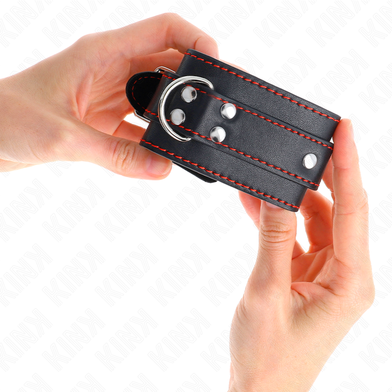 KINK - PUNKOS PRETOS COM FORRO VERMELHO AJUSTÁVEIS 20-28 CM X 5,5 CM