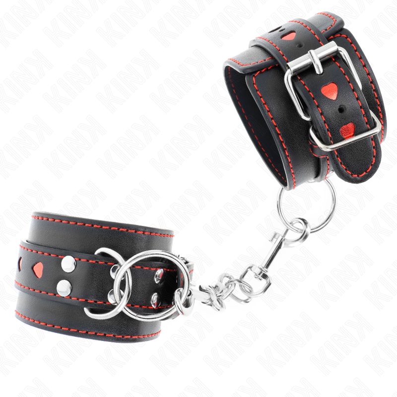 KINK - ALGEMAS PRETAS COM DETALHE DE CORAÇÃO VERMELHO AJUSTÁVEL 21-28 CM X 5.5 CM