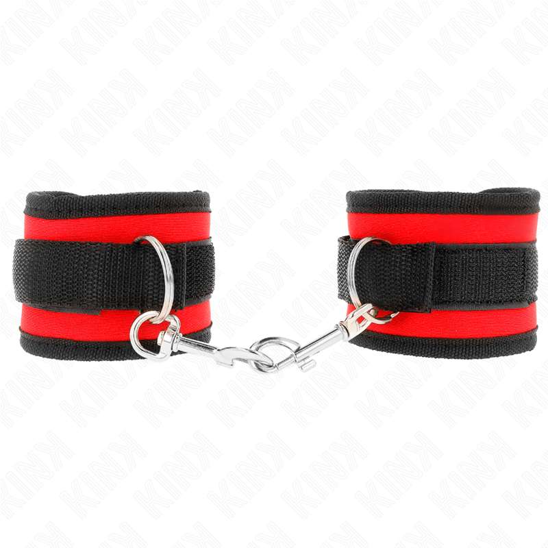 KINK - RETENÇÕES DE PULSO NYLON BIND HOOK&amp;LOOP VERMELHO-PRETO MODELO 2 AJUSTÁVEL 18-35 CM X 6 CM