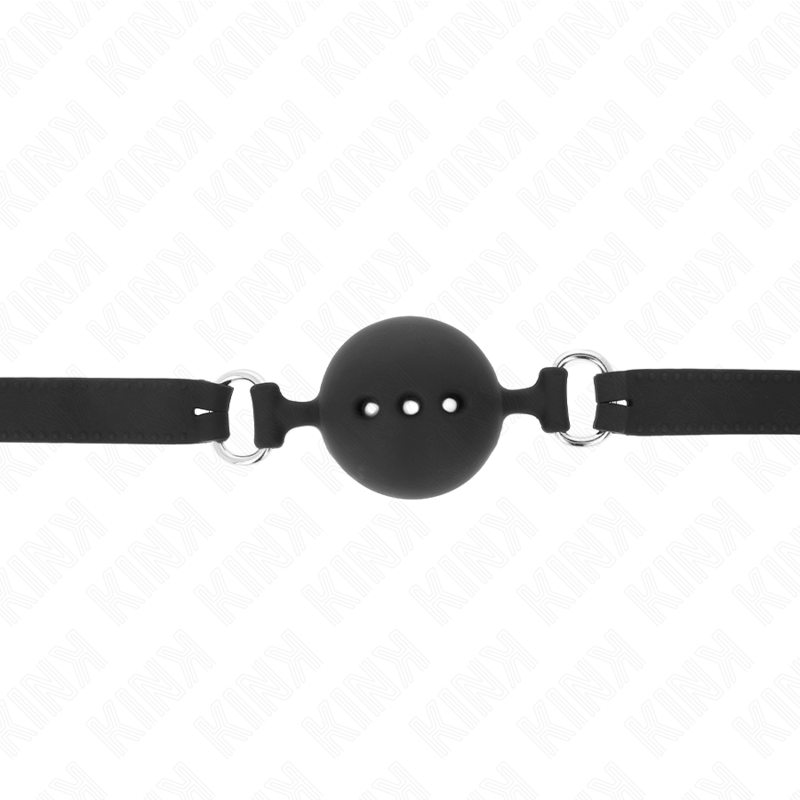 KINK - MORDAÇA COMPLETA DE SILICONA 55 x 2 CM COM BOLA DE 4,5 CM TAMANHO M PRETO AJUSTÁVEL 35-51 CM