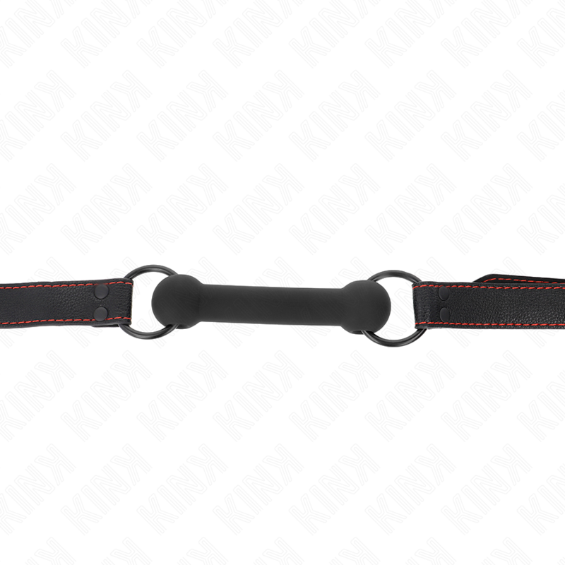 KINK - MORDAÇA FORMA DE OSSO COM CORREIA EM POLIPELE PRETA AJUSTÁVEL 41-57 CM