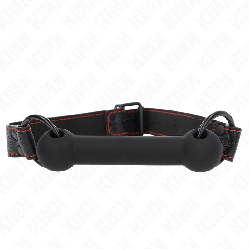 KINK - MORDAÇA FORMA DE OSSO COM CORREIA EM POLIPELE PRETA AJUSTÁVEL 41-57 CM