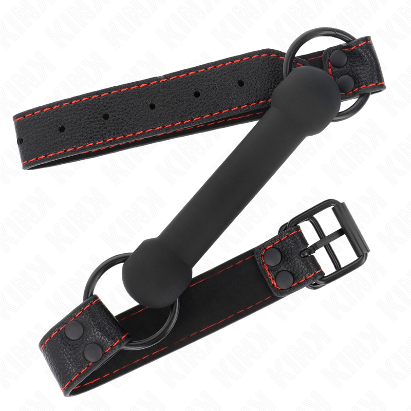 KINK - MORDAÇA FORMA DE OSSO COM CORREIA EM POLIPELE PRETA AJUSTÁVEL 41-57 CM