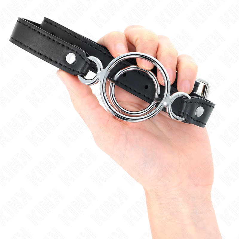 KINK - MORDAZA COM MÚLTIPLOS O-RINGS 5 CM PRETO 63 X 2,5 CM