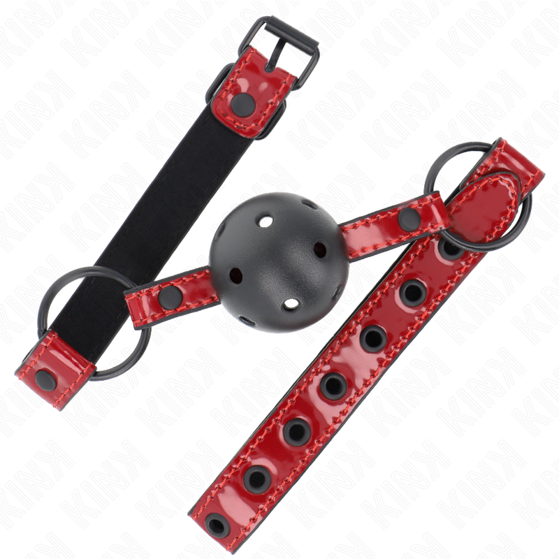KINK - MORDAÇA DE BOLA 4.5 CM EM POLIPELE BRILHANTE 63.5 X 2 CM AJUSTÁVEL 41-59 CM