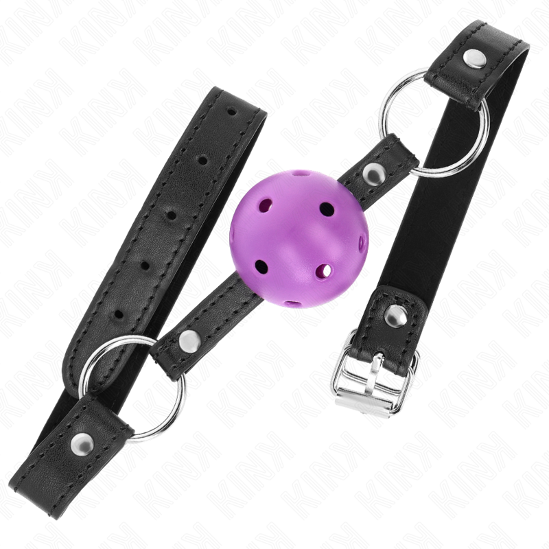 KINK - MORDAÇA DE BOLA 4.5 CM ROXA DURA E VAZADA 63.5 X 2 CM
