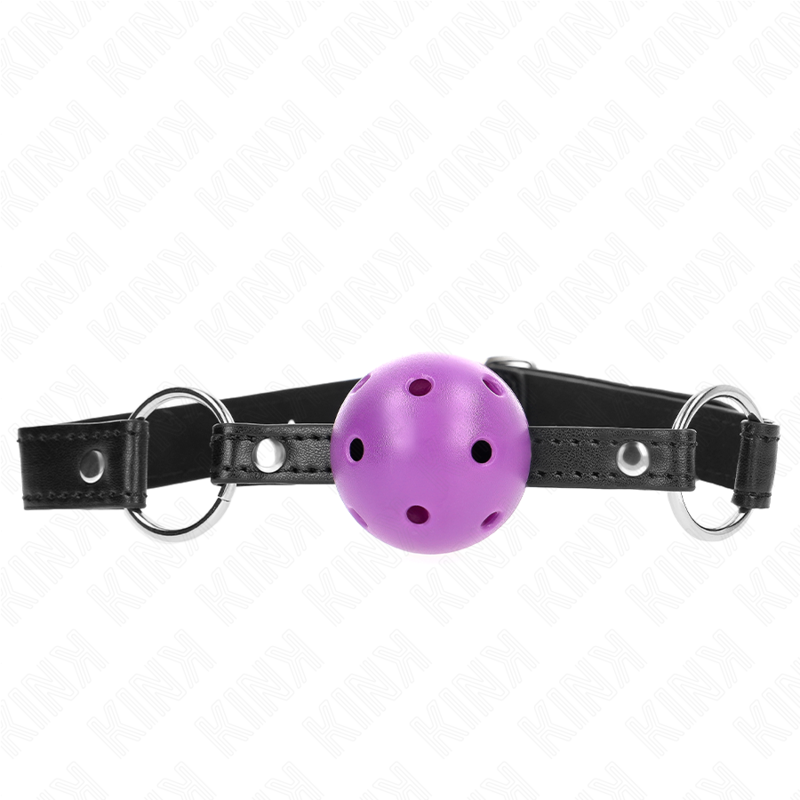 KINK - MORDAÇA DE BOLA 4.5 CM ROXA DURA E VAZADA 63.5 X 2 CM