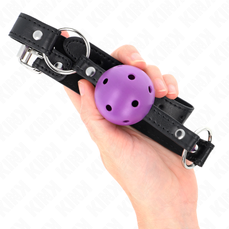 KINK - MORDAÇA DE BOLA 4.5 CM ROXA DURA E VAZADA 63.5 X 2 CM