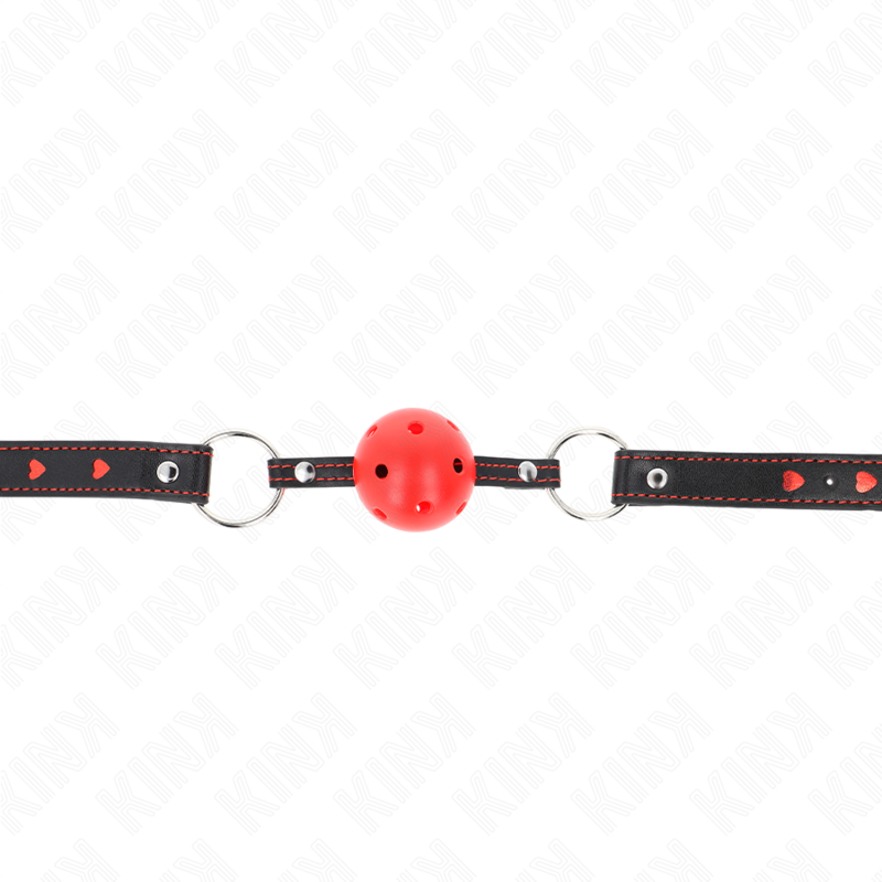 KINK - MORDAÇA DE BOLA 4.5 CM VERMELHA DURA E VAZADA MODELO 2 65 X 2.5 CM