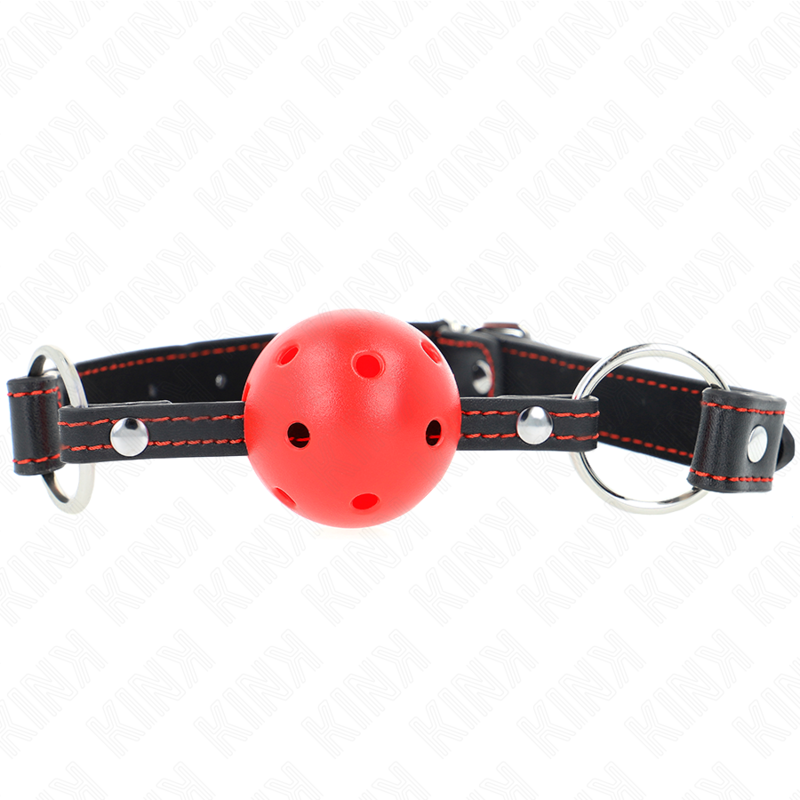KINK - MORDAÇA DE BOLA 4.5 CM VERMELHA DURA E VAZADA MODELO 2 65 X 2.5 CM