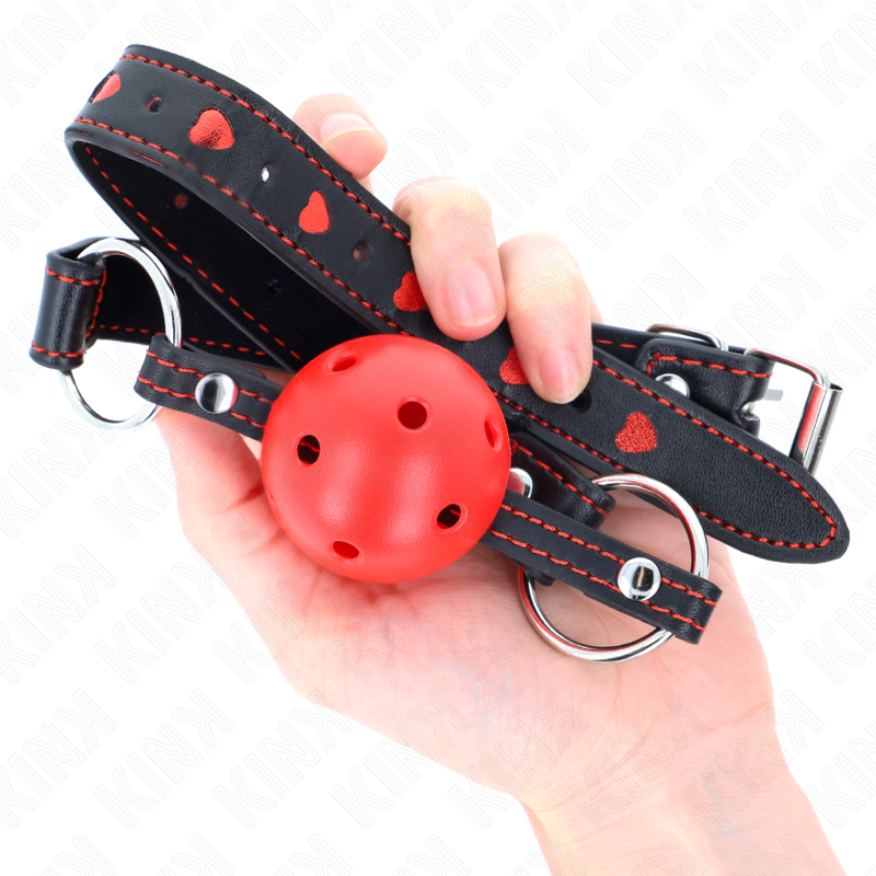 KINK - MORDAÇA DE BOLA 4.5 CM VERMELHA DURA E VAZADA MODELO 2 65 X 2.5 CM