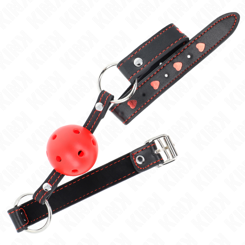 KINK - MORDAÇA DE BOLA 4.5 CM VERMELHA DURA E VAZADA MODELO 2 65 X 2.5 CM
