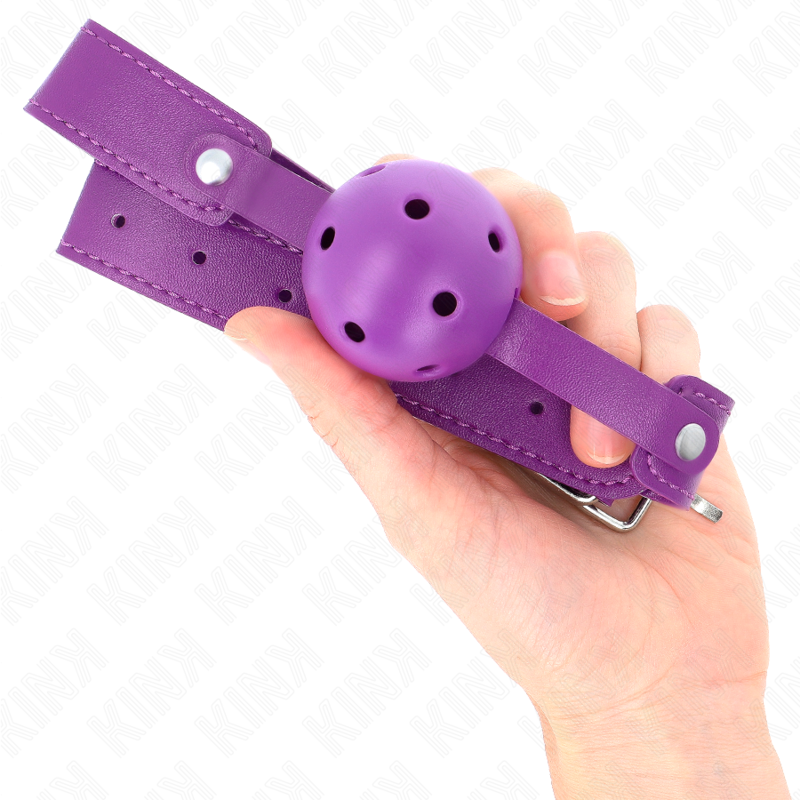 KINK - MORDAÇA DE BOLA 4.5 CM TRANSPIRÁVEL ROXA 65 X 2.5 CM