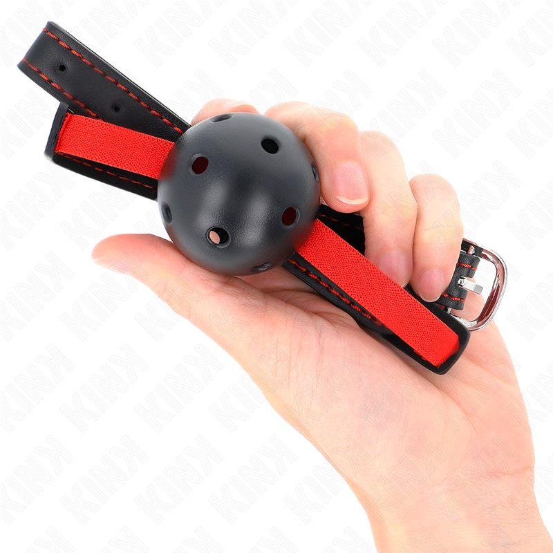 KINK - MORDAÇA DE BOLA 4.5 CM DURA E VAZADA COM CINTO ELÁSTICO 56 X 1.5 CM