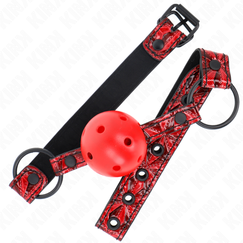 KINK - MORDAÇA DE BOLA 4.5 CM COM PADRÃO DE DIAMANTE MODELO 1 64.5 CM AJUSTÁVEL 42-60 CM