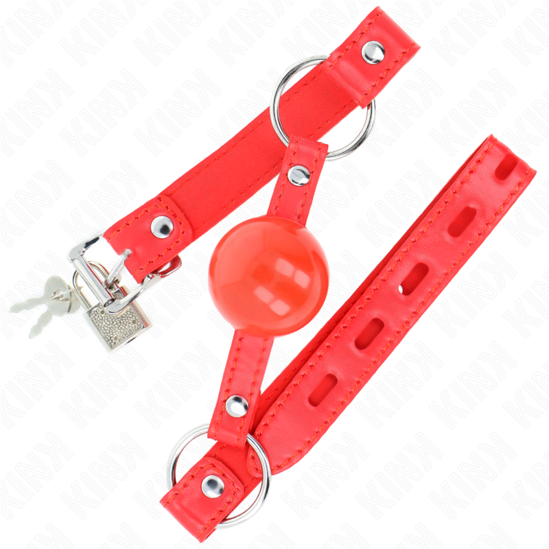 KINK - MORDAÇA DE BOLA 4 CM EM TPE COM CADEADO VERMELHA 60 X 2 CM