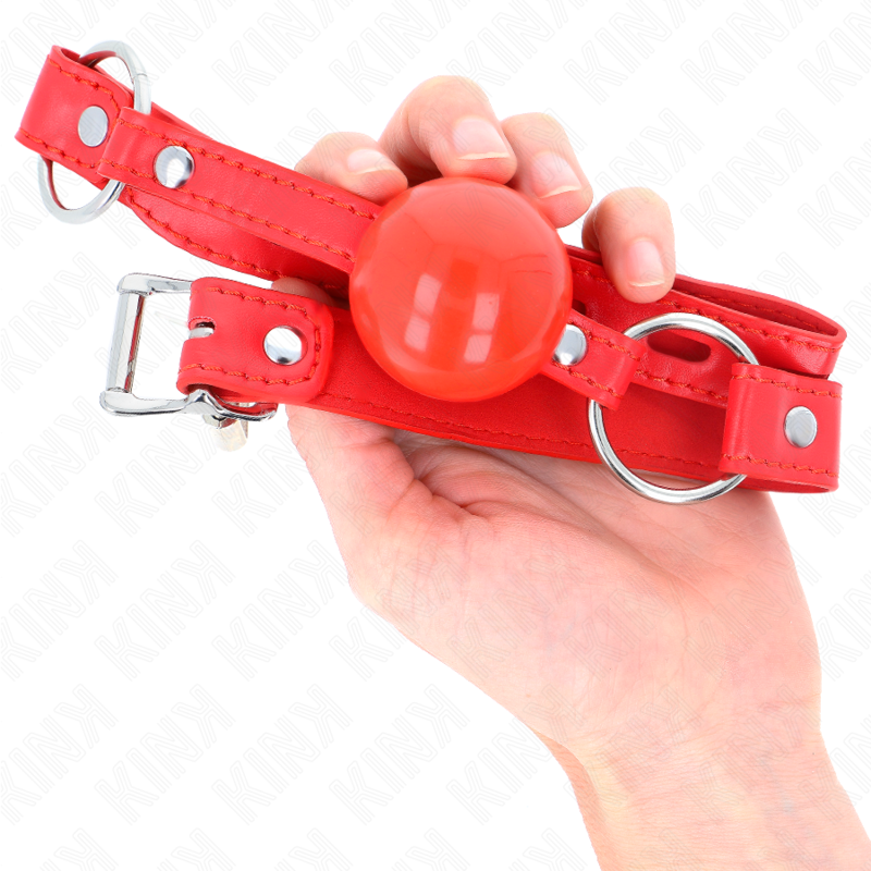 KINK - MORDAÇA DE BOLA 4 CM EM TPE COM CADEADO VERMELHA 60 X 2 CM