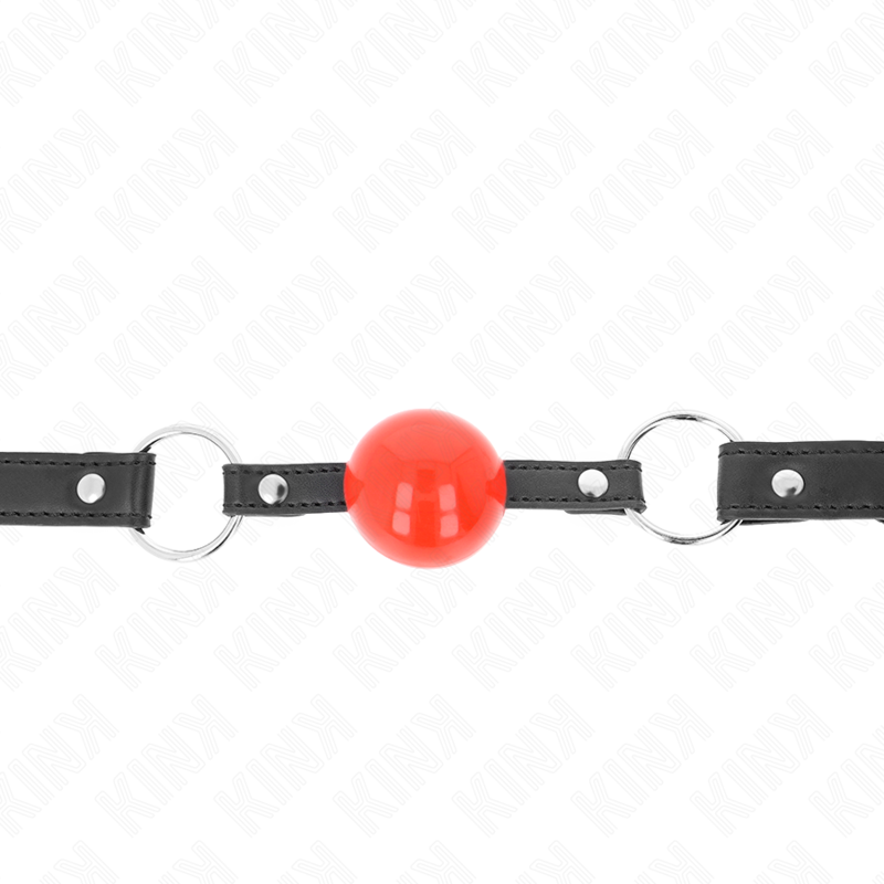 KINK - MORDAÇA COM BOLA 4 CM COM CADEADO BOLA VERMELHA CORREIA PRETA 60 x 2 CM