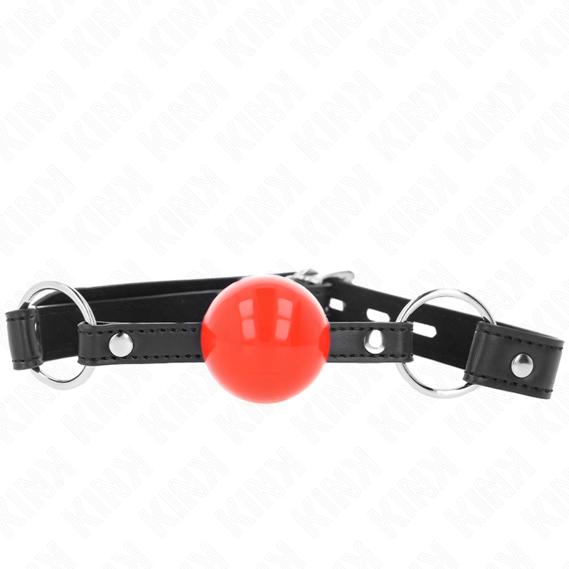KINK - MORDAÇA COM BOLA 4 CM COM CADEADO BOLA VERMELHA CORREIA PRETA 60 x 2 CM