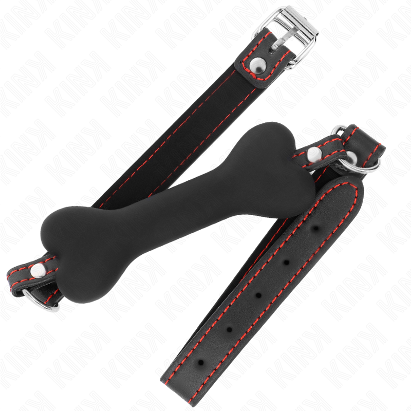 KINK - MORDAÇA FORMA DE OSSO 12 CM PRETA 63 x 2 CM