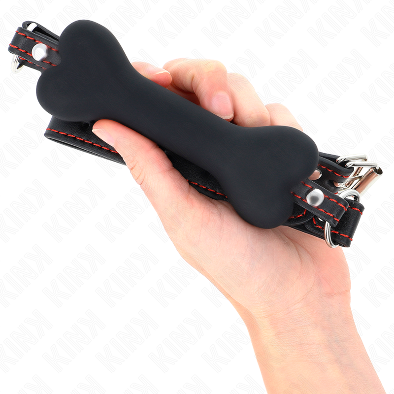 KINK - MORDAÇA FORMA DE OSSO 12 CM PRETA 63 x 2 CM