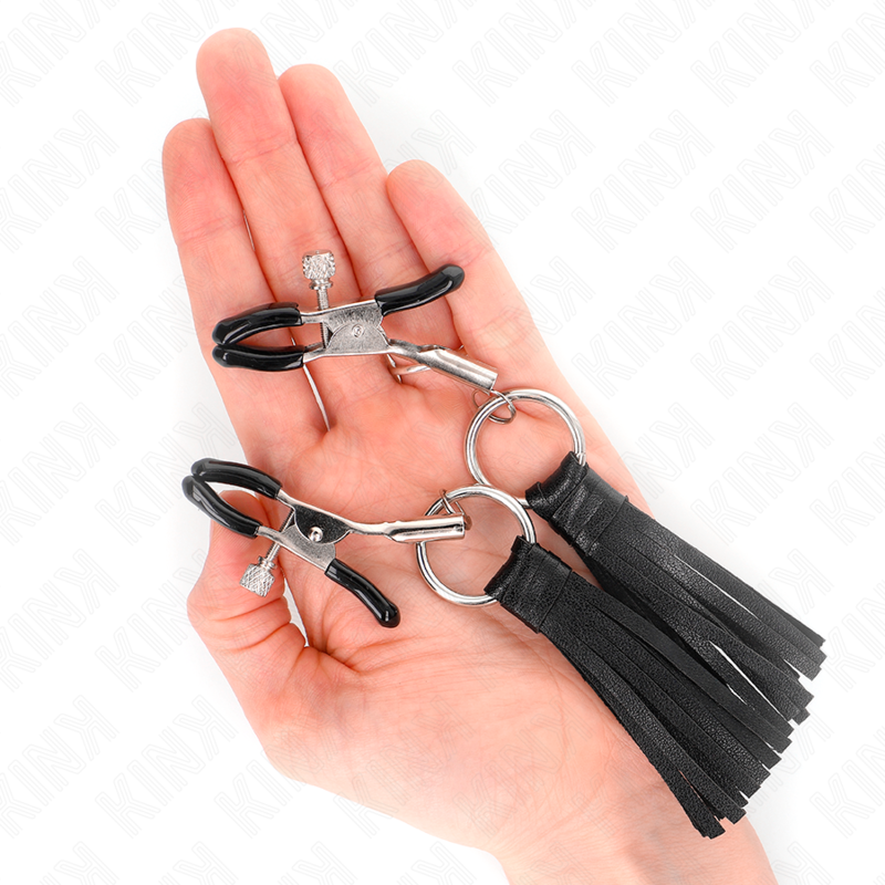 KINK - PINÇAS PARA MAMILOS COM FRANJAS DE POLIPELE 6 CM