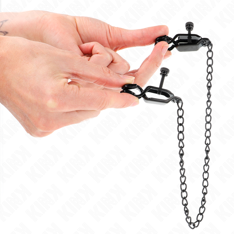 KINK - PINÇAS PLANAS PARA MAMILOS PRETAS COM CORRENTE PRETA 30 CM