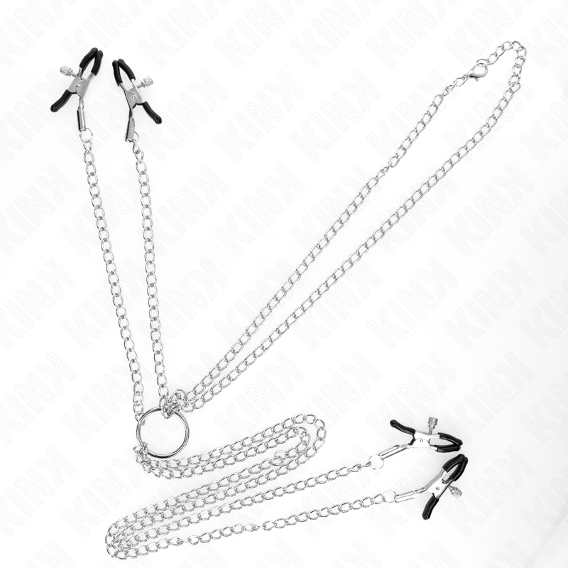 KINK - PINÇAS PARA MAMILOS E CLITÓRIS COM 4 ENGANCHES AJUSTÁVEIS PRATEADAS
