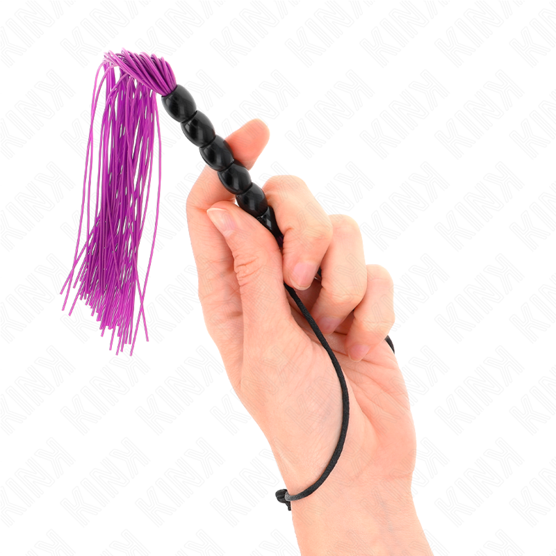 KINK - MINI CHICOTE DE SILICONA COM 6 CONTAS ROXAS 26 CM