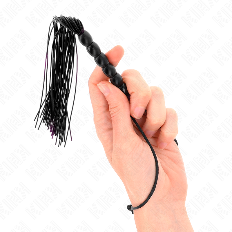 KINK - MINI CHICOTE DE SILICONA COM 6 CONTAS PRETAS 26 CM