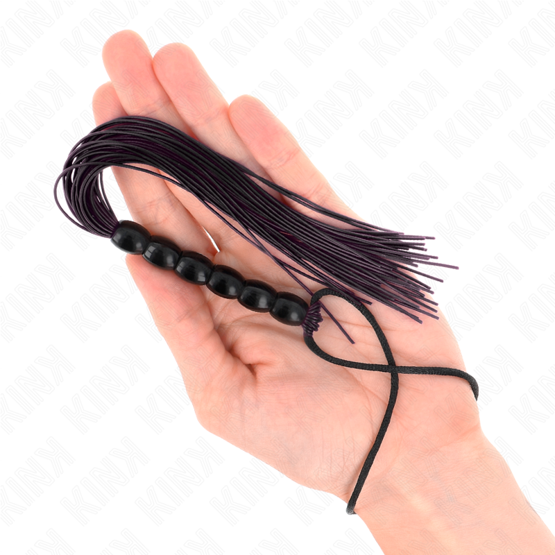 KINK - MINI CHICOTE DE SILICONA COM 6 CONTAS PRETAS 26 CM