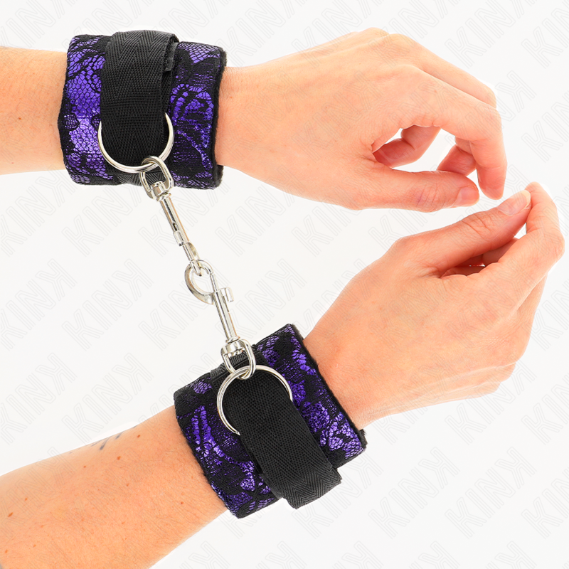KINK - PUNKOS DE RENDA DE VELUDO CURTO E BIND DE NYLON ROXO / PRETO 23 X 6,5 CM